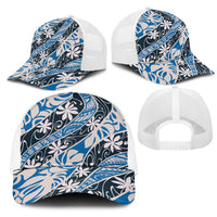 Ninamu Tahiti Tiare Monstera Mesh Trucker Cap Polynesian Pattern Curve Style - Polynesian Pride