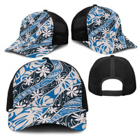 Ninamu Tahiti Tiare Monstera Mesh Trucker Cap Polynesian Pattern Curve Style - Polynesian Pride