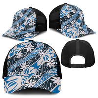 Ninamu Tahiti Tiare Monstera Mesh Trucker Cap Polynesian Pattern Curve Style - Polynesian Pride