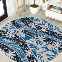 Ninamu Tahiti Tiare Monstera Round Carpet Polynesian Pattern Curve Style - Polynesian Pride
