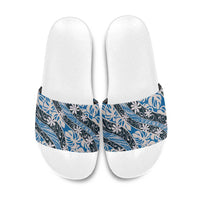 Ninamu Tahiti Tiare Monstera Slide Sandals Polynesian Pattern Curve Style - Polynesian Pride