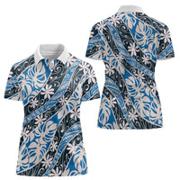 Ninamu Tahiti Tiare Monstera Women Polo Shirt Polynesian Pattern Curve Style - Polynesian Pride
