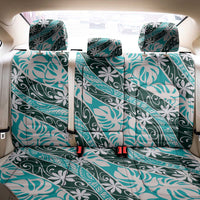 Cyan Tahiti Tiare Monstera Back Car Seat Cover Polynesian Pattern Curve Style - Polynesian Pride