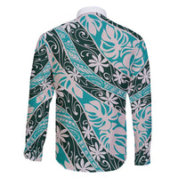 Cyan Tahiti Tiare Monstera Family Matching Summer Maxi Dress and Hawaiian Shirt Polynesian Pattern Curve Style LT01 - Polynesian Pride