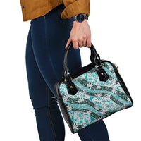 Cyan Tahiti Tiare Monstera Shoulder Handbag Polynesian Pattern Curve Style - Polynesian Pride