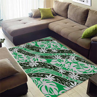 Matie Tahiti Tiare Monstera Area Rug Polynesian Pattern Curve Style - Polynesian Pride
