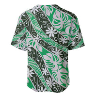 Matie Tahiti Tiare Monstera Baseball Jersey Polynesian Pattern Curve Style - Polynesian Pride