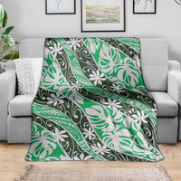Matie Tahiti Tiare Monstera Blanket Polynesian Pattern Curve Style - Polynesian Pride