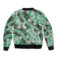 Matie Tahiti Tiare Monstera Bomber Jacket Polynesian Pattern Curve Style - Polynesian Pride
