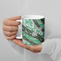 Matie Tahiti Tiare Monstera Ceramic Mug Polynesian Pattern Curve Style - Polynesian Pride