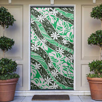 Matie Tahiti Tiare Monstera Door Cover Polynesian Pattern Curve Style - Polynesian Pride
