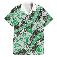 Matie Tahiti Tiare Monstera Family Matching Long Sleeve Bodycon Dress and Hawaiian Shirt Polynesian Pattern Curve Style LT01 Dad's Shirt - Short Sleeve Green - Polynesian Pride