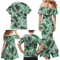 Matie Tahiti Tiare Monstera Family Matching Mermaid Dress and Hawaiian Shirt Polynesian Pattern Curve Style - Polynesian Pride