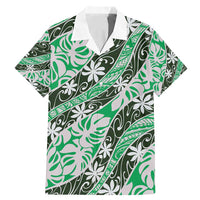 Matie Tahiti Tiare Monstera Family Matching Mermaid Dress and Hawaiian Shirt Polynesian Pattern Curve Style LT01 Dad's Shirt - Short Sleeve Green - Polynesian Pride