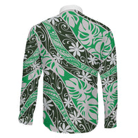 Matie Tahiti Tiare Monstera Family Matching Off The Shoulder Long Sleeve Dress and Hawaiian Shirt Polynesian Pattern Curve Style LT01 - Polynesian Pride
