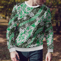 Matie Tahiti Tiare Monstera Ugly Christmas Sweater Polynesian Pattern Curve Style - Polynesian Pride