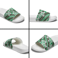 Matie Tahiti Tiare Monstera Slide Sandals Polynesian Pattern Curve Style - Polynesian Pride