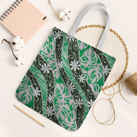 Matie Tahiti Tiare Monstera Tote Bag Polynesian Pattern Curve Style - Polynesian Pride