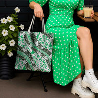 Matie Tahiti Tiare Monstera Tote Bag Polynesian Pattern Curve Style - Polynesian Pride