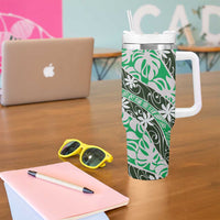 Matie Tahiti Tiare Monstera Tumbler With Handle Polynesian Pattern Curve Style - Polynesian Pride