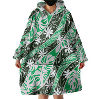 Matie Tahiti Tiare Monstera Wearable Blanket Hoodie Polynesian Pattern Curve Style - Polynesian Pride