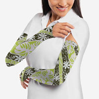 Olive Tahiti Tiare Monstera Arm Sleeves Polynesian Pattern Curve Style - Polynesian Pride
