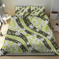 Olive Tahiti Tiare Monstera Bedding Set Polynesian Pattern Curve Style - Polynesian Pride