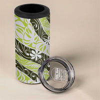 Olive Tahiti Tiare Monstera 4 in 1 Can Cooler Tumbler Polynesian Pattern Curve Style - Polynesian Pride