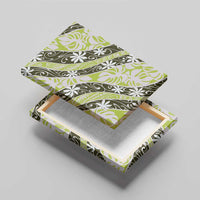 Olive Tahiti Tiare Monstera Canvas Wall Art Polynesian Pattern Curve Style - Polynesian Pride
