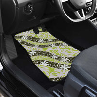 Olive Tahiti Tiare Monstera Car Mats Polynesian Pattern Curve Style - Polynesian Pride