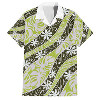 Olive Tahiti Tiare Monstera Family Matching Off Shoulder Maxi Dress and Hawaiian Shirt Polynesian Pattern Curve Style - Polynesian Pride