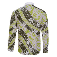 Olive Tahiti Tiare Monstera Family Matching Off Shoulder Maxi Dress and Hawaiian Shirt Polynesian Pattern Curve Style - Polynesian Pride
