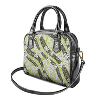 Olive Tahiti Tiare Monstera Shoulder Handbag Polynesian Pattern Curve Style - Polynesian Pride