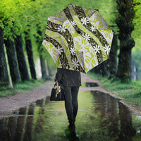 Olive Tahiti Tiare Monstera Umbrella Polynesian Pattern Curve Style - Polynesian Pride