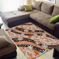 Puatou Tahiti Tiare Monstera Area Rug Polynesian Pattern Curve Style - Polynesian Pride