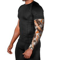 Puatou Tahiti Tiare Monstera Arm Sleeves Polynesian Pattern Curve Style - Polynesian Pride