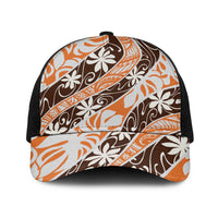 Puatou Tahiti Tiare Monstera Baseball Net Cap Polynesian Pattern Curve Style - Polynesian Pride