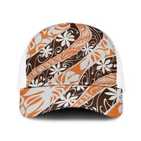 Puatou Tahiti Tiare Monstera Baseball Net Cap Polynesian Pattern Curve Style - Polynesian Pride