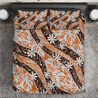 Puatou Tahiti Tiare Monstera Bedding Set Polynesian Pattern Curve Style - Polynesian Pride