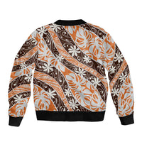 Puatou Tahiti Tiare Monstera Bomber Jacket Polynesian Pattern Curve Style - Polynesian Pride