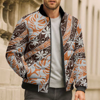 Puatou Tahiti Tiare Monstera Bomber Puffer Jacket Polynesian Pattern Curve Style - Polynesian Pride