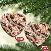 Puatou Tahiti Tiare Monstera Ceramic Ornament Polynesian Pattern Curve Style - Polynesian Pride