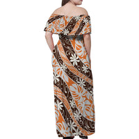 Puatou Tahiti Tiare Monstera Family Matching Off Shoulder Maxi Dress and Hawaiian Shirt Polynesian Pattern Curve Style LT01 - Polynesian Pride
