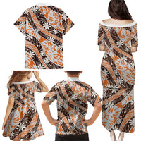 Puatou Tahiti Tiare Monstera Family Matching Puletasi and Hawaiian Shirt Polynesian Pattern Curve Style - Polynesian Pride