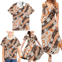 Puatou Tahiti Tiare Monstera Family Matching Summer Maxi Dress and Hawaiian Shirt Polynesian Pattern Curve Style - Polynesian Pride