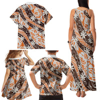 Puatou Tahiti Tiare Monstera Family Matching Tank Maxi Dress and Hawaiian Shirt Polynesian Pattern Curve Style LT01 - Polynesian Pride