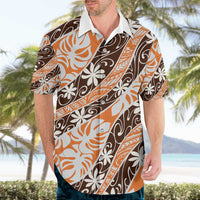 Puatou Tahiti Tiare Monstera Hawaiian Shirt Polynesian Pattern Curve Style - Polynesian Pride