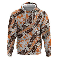 Puatou Tahiti Tiare Monstera Hoodie Polynesian Pattern Curve Style - Polynesian Pride