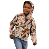 Puatou Tahiti Tiare Monstera Kid Hoodie Polynesian Pattern Curve Style - Polynesian Pride