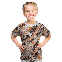 Puatou Tahiti Tiare Monstera Kid T Shirt Polynesian Pattern Curve Style - Polynesian Pride